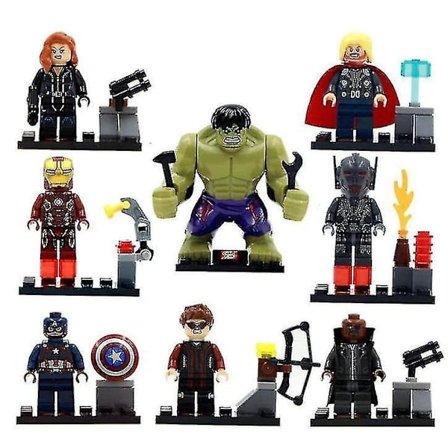 8 stk. Avengers Superhelte Hulk Mini Byggeklodser Legetøj