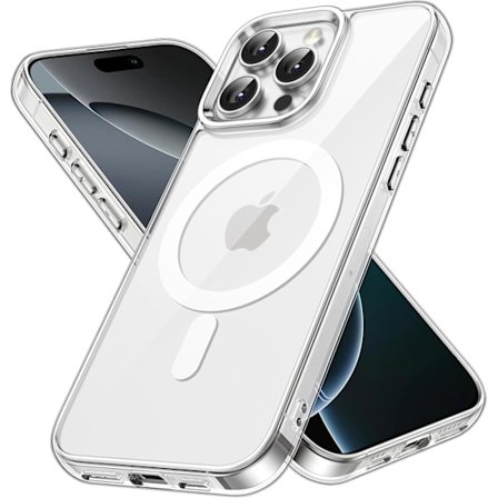 Magnetiskt skal för iPhone 16 Pro 6,3 tum, MagSafe-kompatibelt, Stötsäkert telefonskal med reptålig klar baksida
