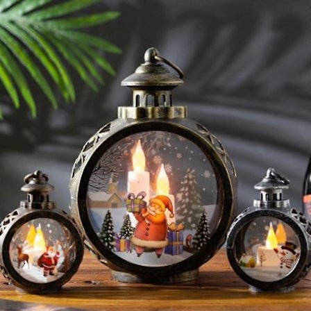 LED Julgran i Glas Rolig Jultomtefigur Med Belysning Batteridriven Ljusdekoration På Bordet Fönster Julklapp