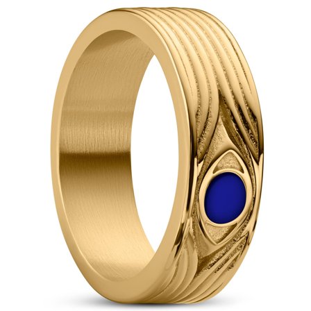 Evil Eye | Bague en acier inoxydable doré 7 mm pour hommes - Bagues en acier - pour Hommes - Waykins