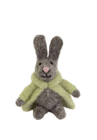 A World of Craft Bunny w coat påskhänge ljusgrön Dekoration Grön 6 x 9 cm