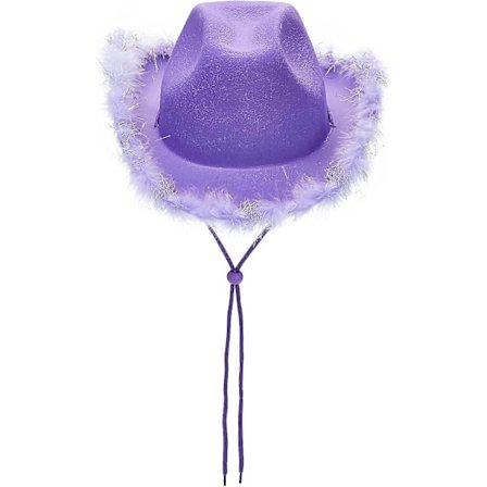 Vintage cowboyhat til kvinder med bløde fjer, bred skygge, western disco cowboyhat