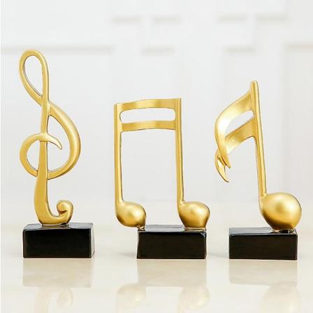 3 st dekorativa figurer musiker piano present skulptur harts musikanteckning guldkonst dekoration, bordsdekoration