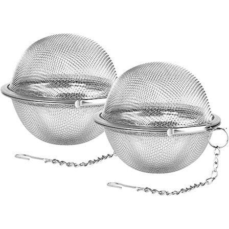 2 stk. Rustfrit Stål Te-kugle 2,7 tommer Te-si 2 stk. Te-infuser Si