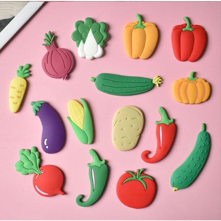 Set med 15 kylskåpsmagneter - fruktmönster - whiteboard - barn - 3d-serier - kylskåp