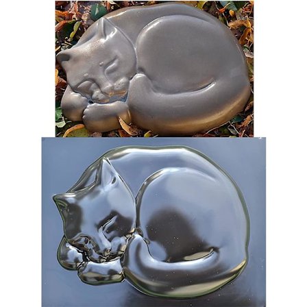 Betongform DIY Katt Trinn Stein Mugg Gips Betong Sovende Katt Hage Sti Patio eller Yard Størrelse 14,6" x10,9 x1,6 S03