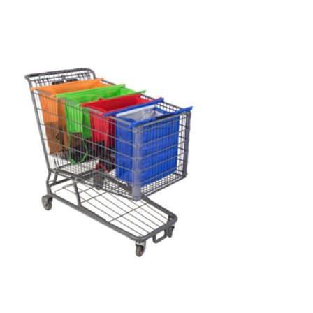 Trolley Bags Gjenbrukbare handleposer - Sett med 4 poser for vanlige supermarkedsvogner