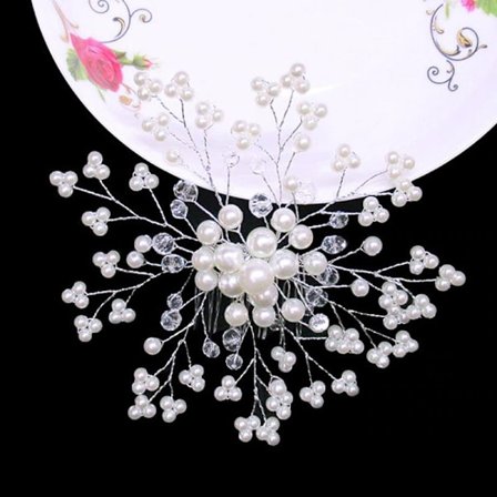Hårkam Hårsmycke Hårspänne Hårdekoration Håraccessoar till Bröllop & Fest - Vita Pärlor & Strass