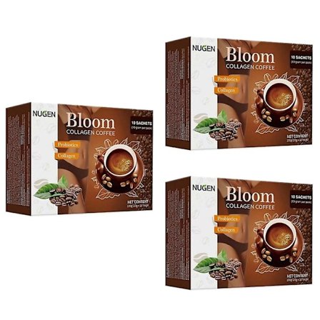 3x Bloom Kaffe Kollagen, Nugen Bloom Kollagen Kaffe, Nugen Kollagen Kaffe, Ren Organisk Kaffe Kollagen