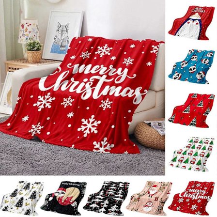 Koselig juleteppe 100x130cm flanellfleece for seng, sofa - Juledekorasjon[D]