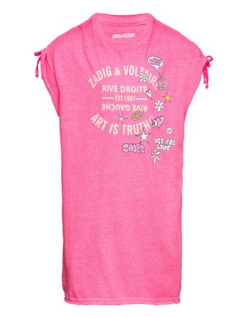 Dress Dresses & Skirts Dresses Casual Dresses Short-sleeved Casual Dresses Rosa Zadig & Voltaire Kids*Betinget Tilbud