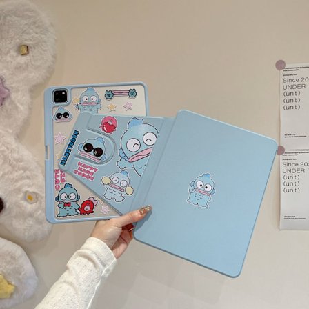 Fodral för iPad pad11 2018 / pro11 2020-2021 Air4/5 blå DIY-klistermärke ful fisk roterande skal