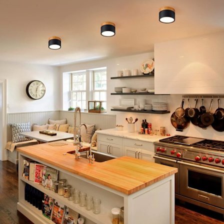 *Rund yta takspotlight LED Svart Varmvit Aluminium Tak*