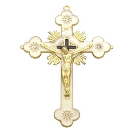 Metal Emalleret Krystal Blomst Kors til Kors Spirituel Religiøs Jesus Katolsk Velsignelse Tro Gave Bøn Kirke dec null - 1