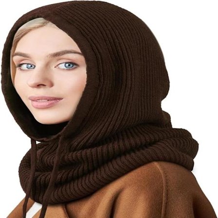 Vinterhatter for kvinner Balaclava Strikket lue Skull cap med snøring Varm hette skjerf hatt