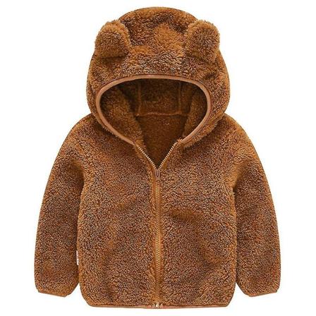 Baby Barn Pojkar Flickor Fleece Teddy Bear Hoodie Kappa Winter Warm Fl Brown 4-5 Years