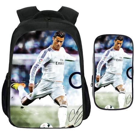 Ronaldo Ryggsäck Cartoon Ryggsäck Väska 2 delar Set Grundskolan Förskola Man- Perfekt 13 inches