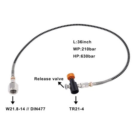 36in W21.8-14 Fjederledning CO2-adapterkit med udløserventil Gold ASA til SodaStream