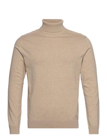 Slhberg Roll Neck Knitwear Turtlenecks Beige Selected Homme