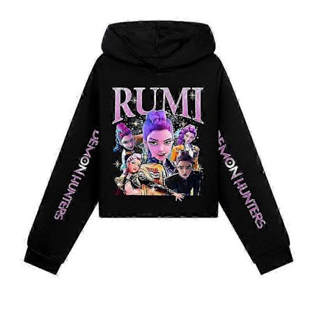 Jenter KPOP Demon Hunters Hettegenser Barn HUNTRX Rumi Hettegenser Genser Pullover Topp