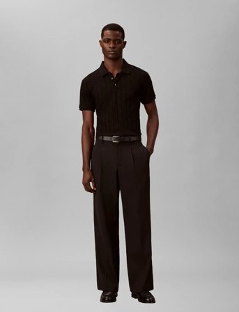 Calvin Klein Ss Dbl Mercerized Emblem Jacquar - Black - L