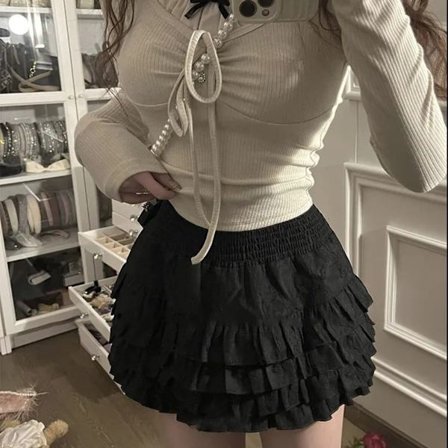 Lagdelt Nederdel Ballet Kage Nederdel SORT M