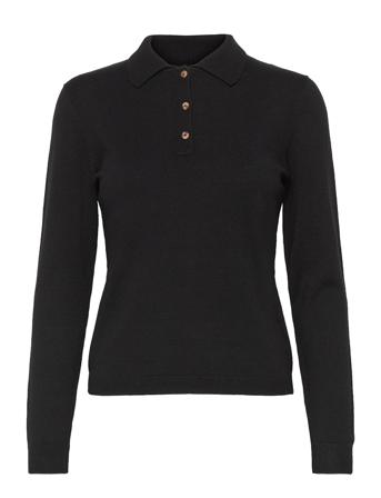 Objthess L/S Polo Shirt Pullover Svart Object