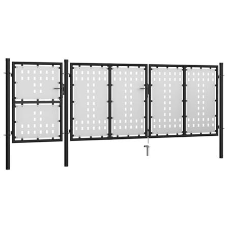 Vidaxl Trädgårdsgrind Stål 400x125 Cm Svart Svart