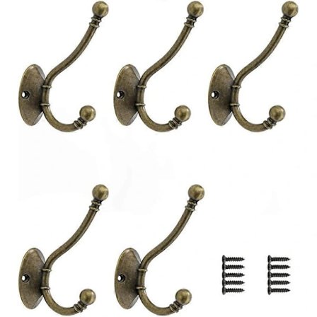 5 stk. Krog, Bronze Vintage Krog, Krog, Vægmonteret Krog med 10 Skruer til Ophængning af Frakke, Hat, Halstørklæde -Qin