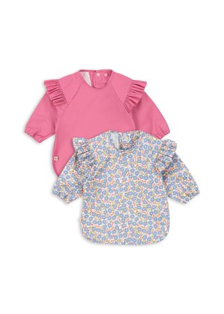 Konges Sløjd 2 Pack Dinner Bib With Sleeves And Frill Fleur Rosier/Chateau Rose 18 mdr. - 3 år, Børn & Forældre, Spisetid, Hagesmække