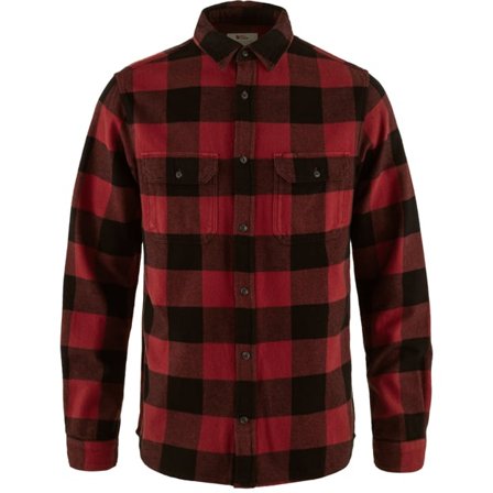 Fjällräven Men's Övik Heavy Flannel Shirt T-Shirt in Red/Black | Size: Small, Organic Cotton