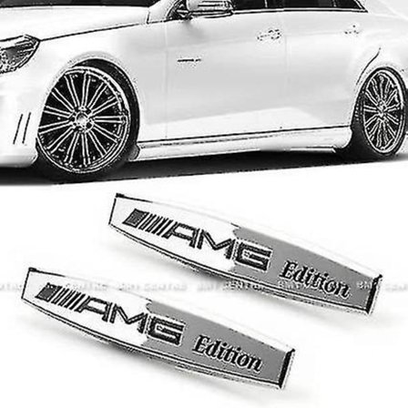 2 X Amg Edition Metal Side Wing Fender Badge Emblem Stickers För Alla Modeller Slr Alla Amgs W176 W204 W205 (FMY)