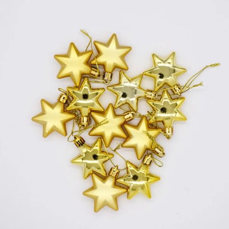12 Pcs Christmas Tree Hanging Pendant Mini Shiny Matte Decor Six Pointed Star Xmas Ball Home Outdoor Decor 4.8x4.8cm Plastic
