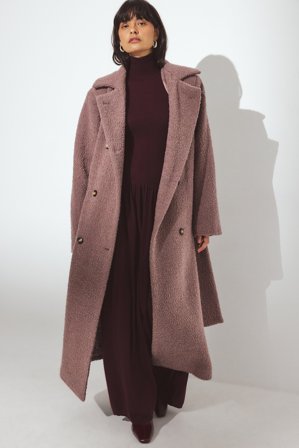 Erica Kvam x NA-KD Fuzzy Wool Blend Coat - Frakker - Brun - EU 32