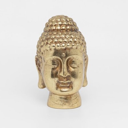 Buddha hovedskulptur, 16x14x22cm, guld polyresin