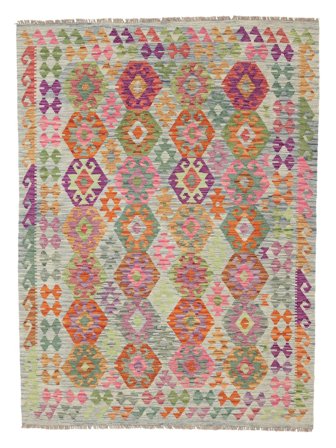 Kelim Afghan Old Style Vloerkleed 174X243 Bruin/Donker Geel Wol, Afghanistan