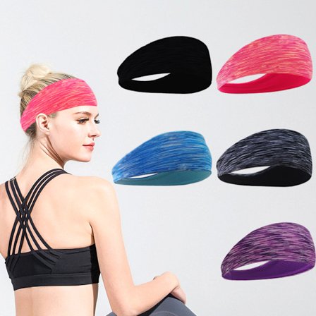 Workout-hovedbånd til kvinder, sportshovedbånd til kvinders hår, svedbånd til kvinder, løbe-hovedbånd til piger, 5-pak