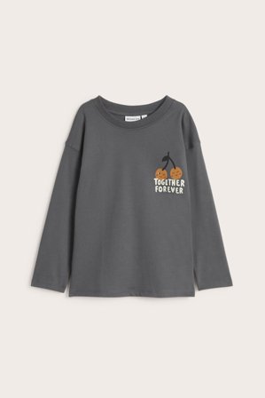 Kappahl | Långärmad t-shirt med tryck | Mörkgrå