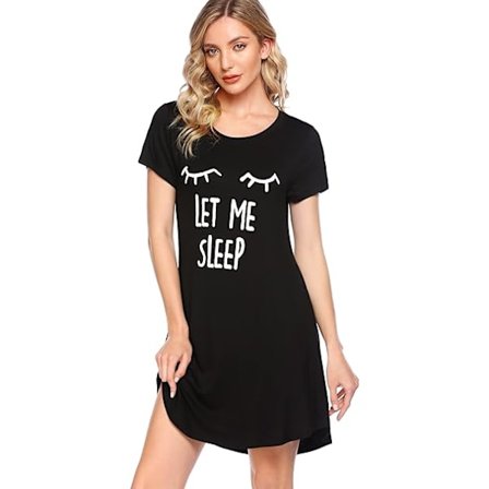 Naisten lyhythihainen yöpaita Jersey-printti Naisten yöpaita, B