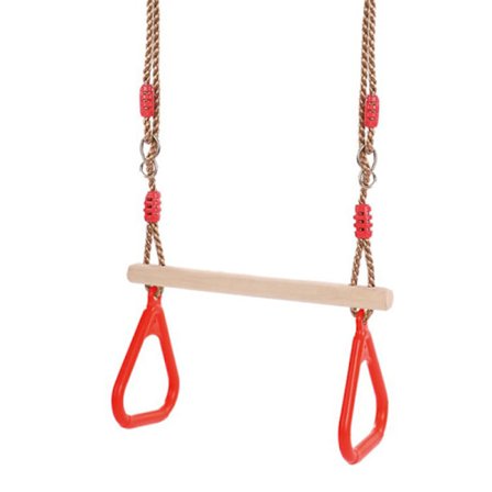 Trapez Gynge i Træ med Gymnastikringe Børns Portal Gynge