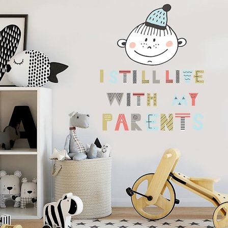 Wabjtam klistremerke, fargerike ord veggklistremerker, kreativ veggkunst del oppdag drøm forestill deg vinylklistremerke for barn klasserom lekerom 