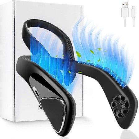 Halsvifte Bladløs Bærbar Hengende Halsvifte med 3 Hastigheter, Halsvifter for Kvinner Menn Oppladbar USB, Personlige Vifter Rund Hals Bærbar Vifte 