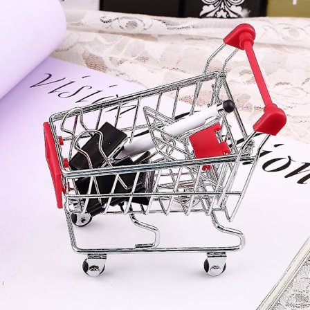 Søt Mini Supermarked Håndvogn i Rustfritt Stål