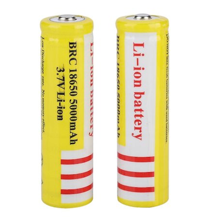 2 stk 18650 3.7v Li-ion oppladbart batteri 5000mah stor kapasitet gult litiumionbatteri