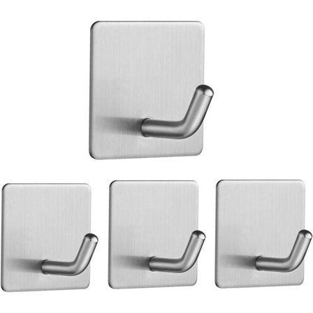 Selvklæbende kroge, selvklæbende kroge i rustfrit stål, vandtætte og rustfrie til ophængning på væg, dør - 4 stk. [BR]