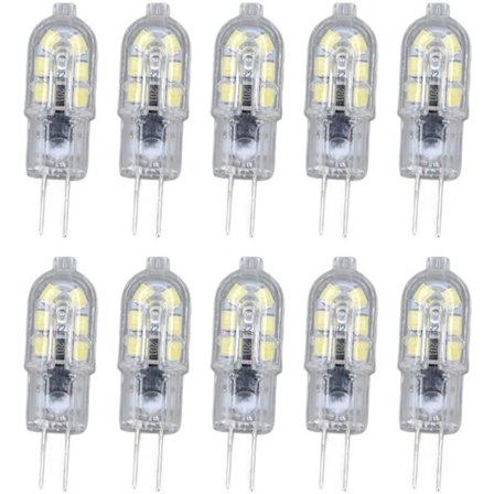 10-pack G4 2835 LED-lampa Transparent LED-lampa Plug-in-lampa AC220V för RV-skåp Landskapsbelysning (2700 varmt ljus)