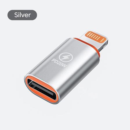 OTG-sovitin iOS-uros-tyypin c naarasliittimelle 20 W Fast PD Silver