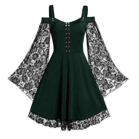 Halloween keskiaikainen Lolita-mekko goottilainen pitsiasu