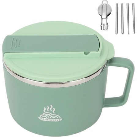 1200ml 304 Ruostumattomasta Teräksestä Valmistettu Nuudelikulho, Mikroaaltouunin Nuudelikulho-setti, Ramen-kulho Syömäpuikoilla ja Haarukka-lusikalla,