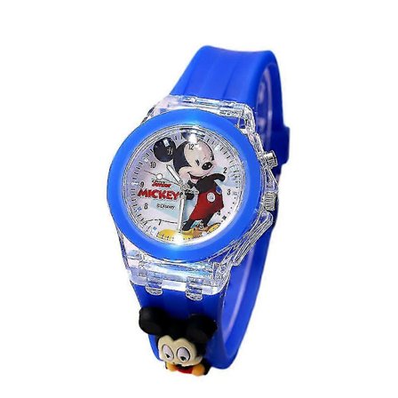 Barn Tecknad Silikon Natt Lysande Quartz Klocka Armband Led Blinkande Klockor Leksak Gåva Mickey